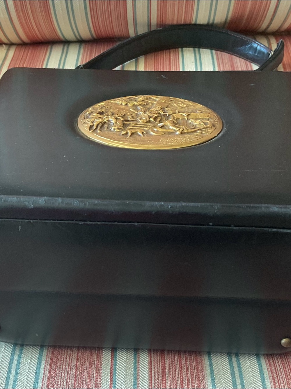 Vintage 1960's Prestige Leather Brass Plaque Project Bag As Is - Picture 10 of 10